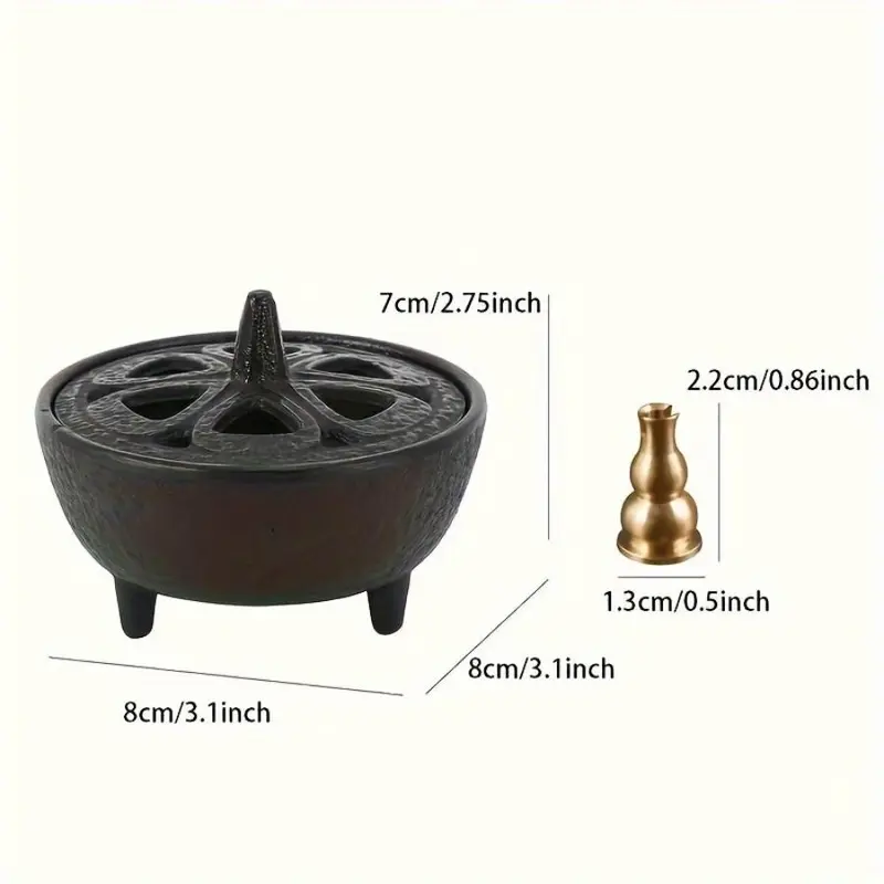Cast Iron Incense Burner, 1 Count Brass Incense Insert Holder, Home Decoration Versatile Fragrance Holder for Living Room Bedroom Office 1
