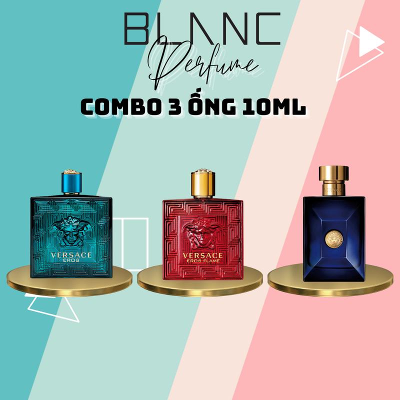 Combo 3 Ống 10ml Nước Hoa Versace Eros EDT, Eros EDP, Eros Flame EDP, Dylan Blue EDT Perfume Nam Cosmetic Xịt Thơm