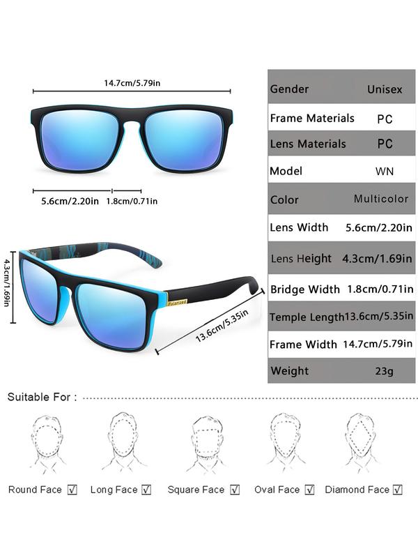 Unisex Simple Style Polarized Sunglasses for Summer, Trendy Casual Square Frame Sunglasses for Women & Men for Everyday Use, Fashion Style Travel Accessories for Outdoor Activities Travel Accessories, Women's Sunglasses 7
