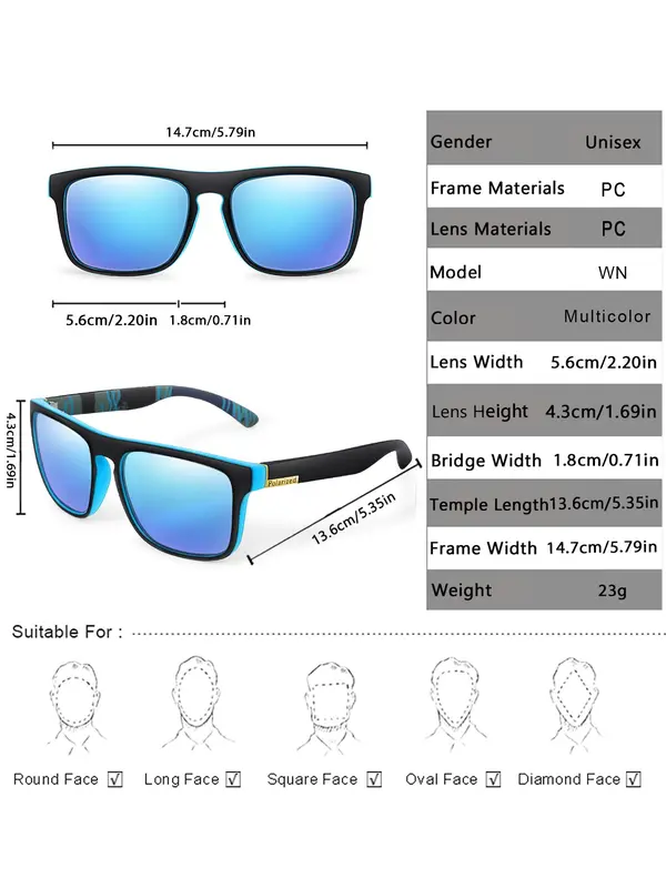 Unisex Simple Style Polarized Sunglasses for Summer, Trendy Casual Square Frame Sunglasses for Women & Men for Everyday Use, Fashion Travel Accessories for Outdoor Activities Travel Accessories 6