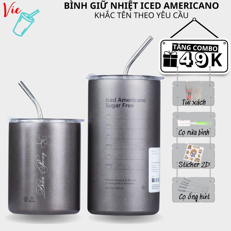 Bình Giữ Nhiệt VieCup - Ly Giữ Nhiệt Americano Inox 304 - Khắc Tên Theo Yêu Cầu Và Quà Tặng