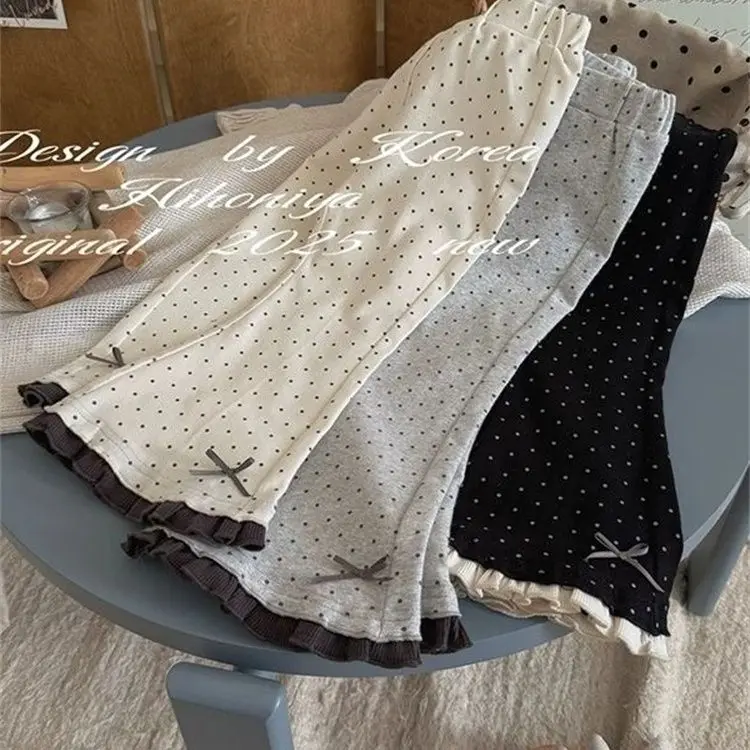 Quần Legging Ống Loe Cho Em Bé Gái, Phong Cách Hàn Quốc, Quần Thường Ngày Thẳng Chấm Bi Sành Điệu, Thích Hợp Cho Trẻ Mới Biết Đi, Mùa Xuân