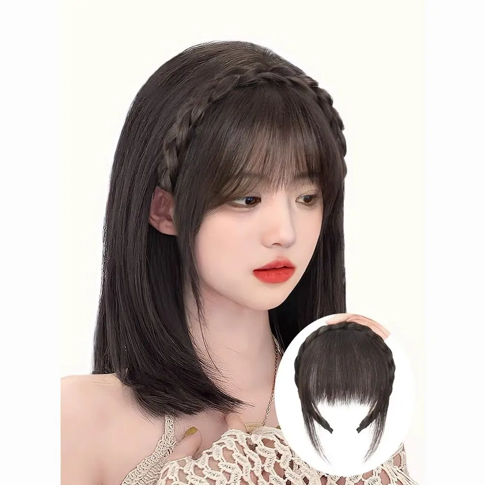 Air Bangs Wig Female Natural Forehead Headband Bangs Integrated Real Hair Full Human Hair Cover Gray Hair Wig Patch