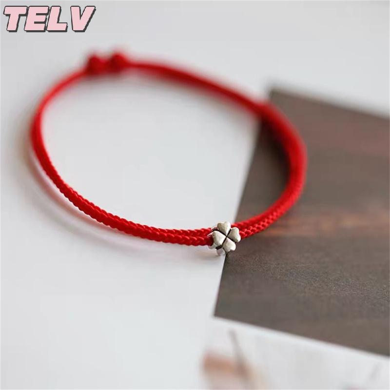 Product Introduction of TELV Four-leaf Clover Mini String Bracelet Lucky Red Handmade Rope Charm Bracelet 6