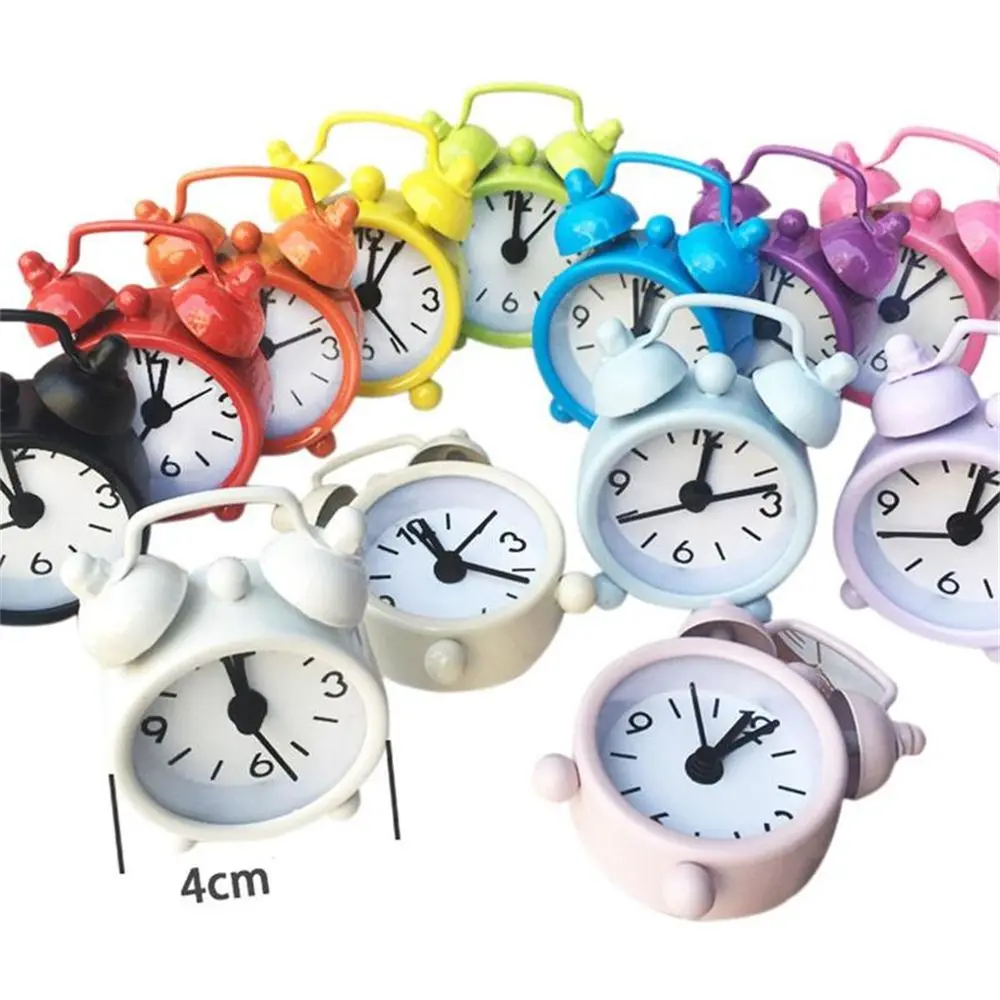 Đồng Hồ Để Bàn Hình Tròn, Cỡ Nhỏ, Chất Liệu Kim Loại, Phong Cách Cổ Điển Sáng Tạo Và Dễ Thương, Đồng Hồ Báo Thức Mini, Đồng Hồ Thạch Anh Kỹ Thuật Số