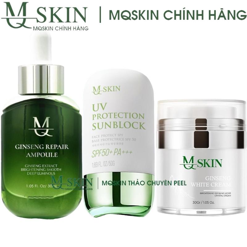 [D10-MQSKIN] Bộ Dưỡng Da Mặt Gôm 3 Sản Phẩm MQ Skin - Ginseng White Cream, Serum Căng Bóng, Chống Nắng SPF 590 - Nữ, Làm Đẹp Da, Skincare  Massage