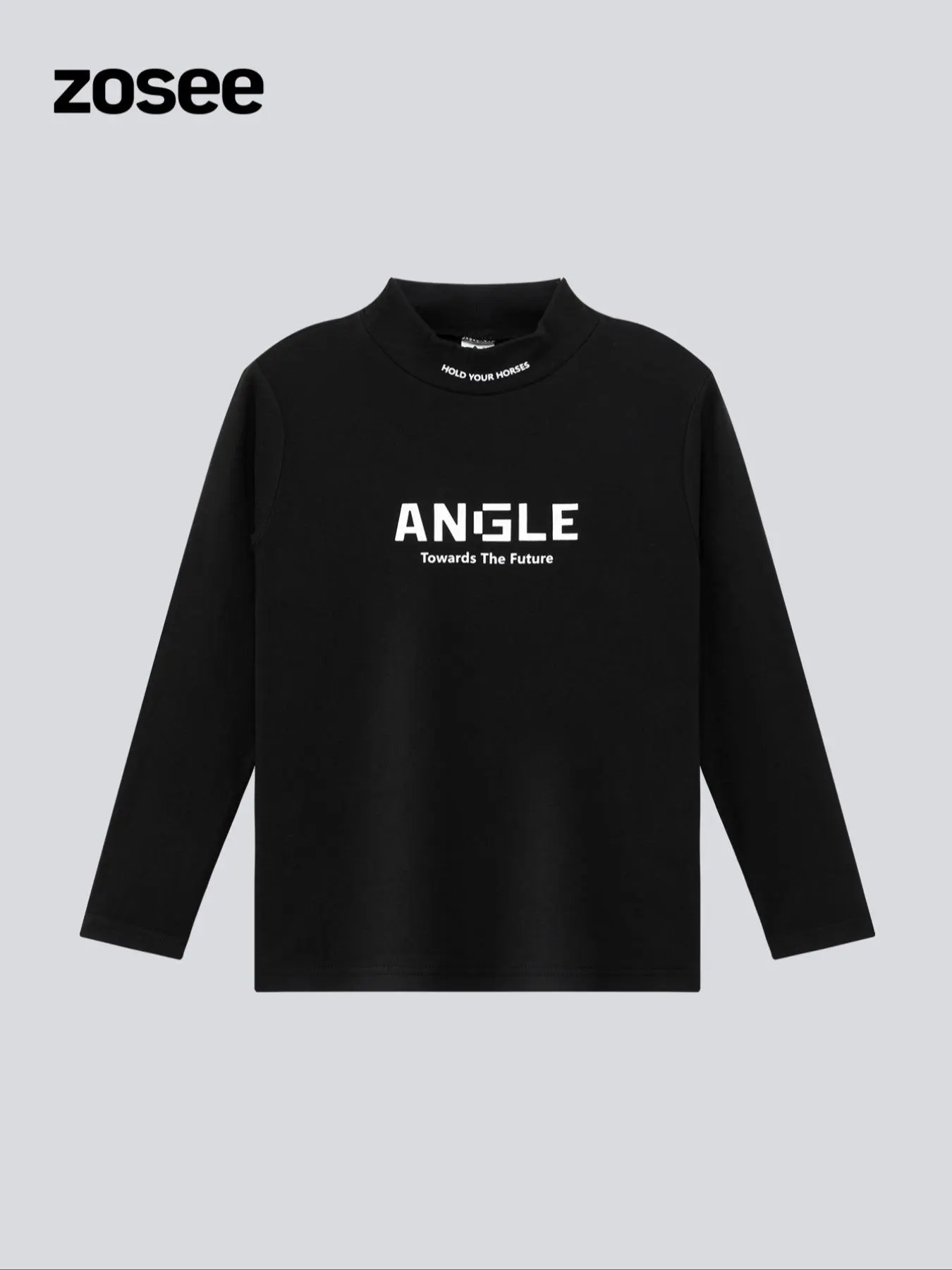 Boy's Letter Print Mock Neck Tee, Casual Long Sleeve T-Shirt for Fall & Winter, Kids Clothes for Daily Wear