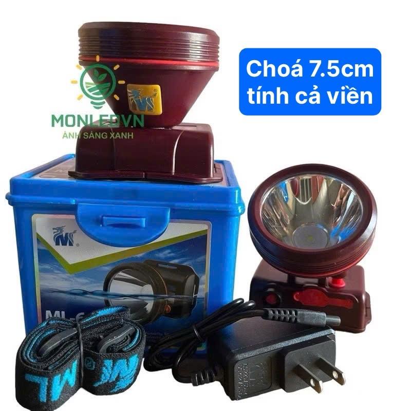 Đèn pin đội đầu ML 6C chống nước, choá đèn 7.5cm với 2 mức sáng tuỳ chọn, ánh sáng trắng