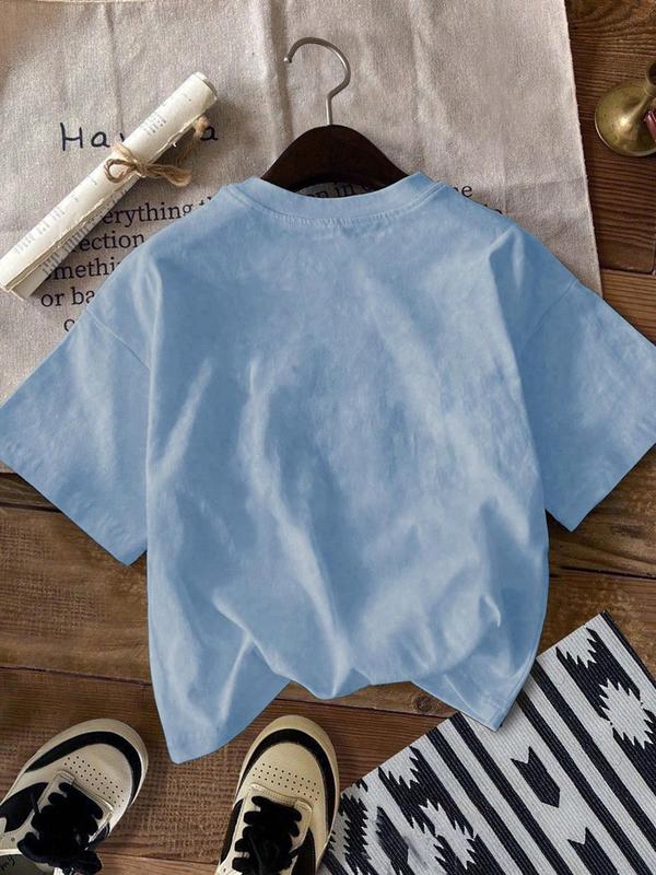 Women's Letter Print Round Neck Tee, Fashion Casual Crew Neck T-Shirt for Daily Holiday Vacation Outdoor Wear, Ladies Clothes for Summer, Top, Womenswear 6