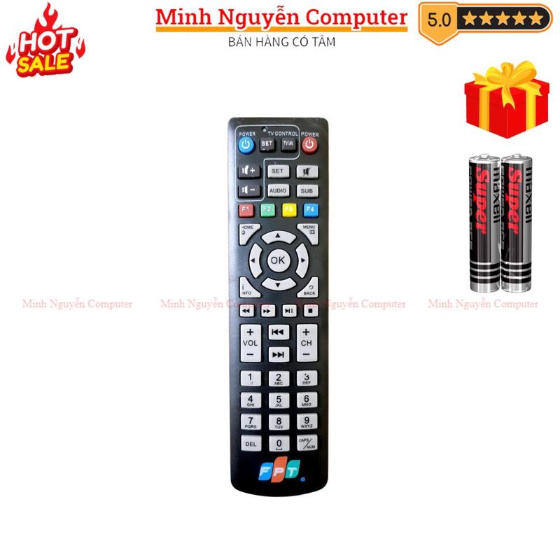 Remote điều khiển đầu FPT play box Mã 01, Remote truyền hình FPT hàng - Tặng kèm pin - Minh Nguyễn Computer Điều Khiển Tivi