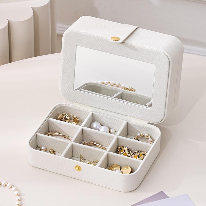 Product Introduction of Jewelry Storage Box, 1 Count Double Layer Travel Portable Jewelry Case, Jewelry Organizer, Jewelry Storage Box for Ring, Pendant, Earring, Necklace,  Stackers Jewellery Box 7