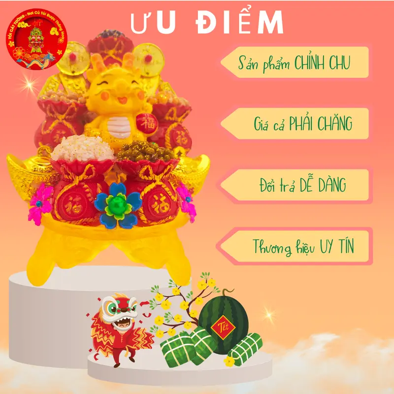 C57 - Tháp tỏi thờ cúng ông địa có đèn led, dĩa tỏi thần tài ngọc thực rồng vàng phát lộc chuẩn phong thủy - TỎI CÁT TƯỜNG - Trang Trí Nhà, Decor Phòng, Đồ trang trí phong thủy 7