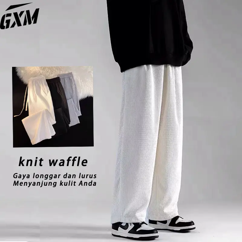 Oversized Joger Classic Waffle Pants Celana Panjang pria Celana Kulot Waffle Pinggang Karet Wide Leg Celana panjang cowok keren celana remaja baggy pants celana lurus highwaist Celana panjang pria dewasa terbaru