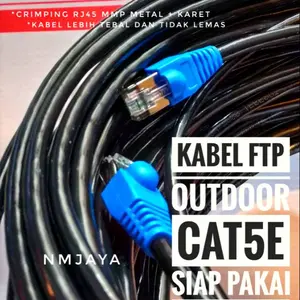 50 meter Kabel Lan Outdoor FTP Cat 5e Siap Pakai dicrimping rj45 besi