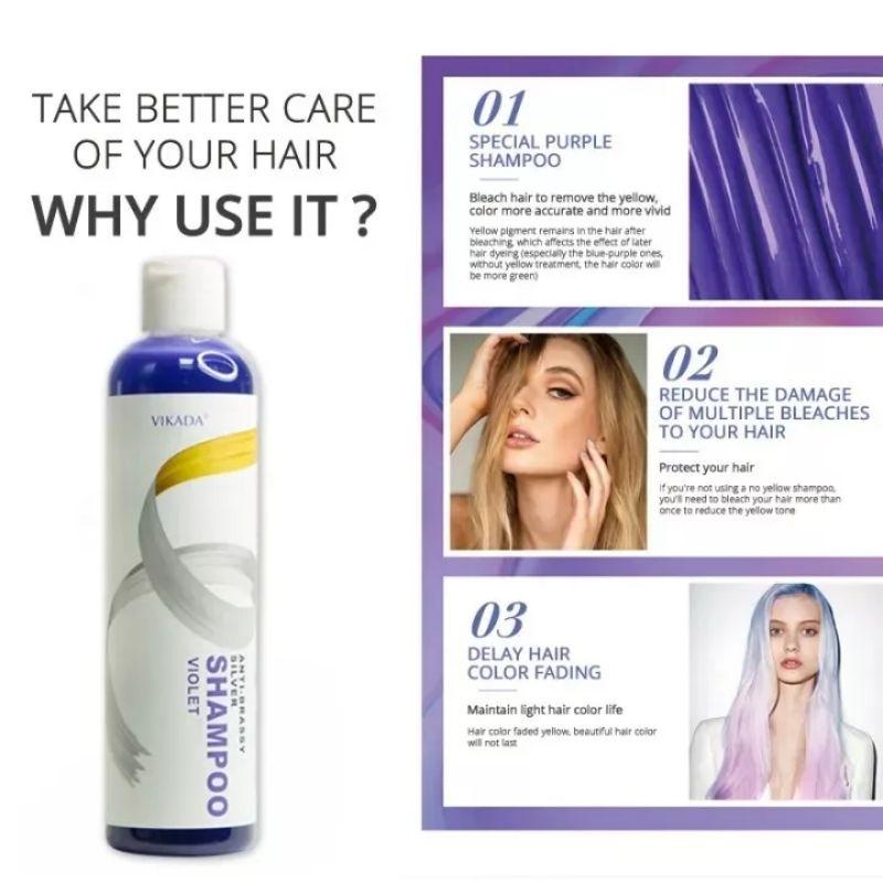 Product Introduction of VIKADA  Hair Color Shampoo Dye Permanent Pure Brass Toning for Bleached and Colored Hair /Sampo Pewarna Rambut Blonde Kuning 24