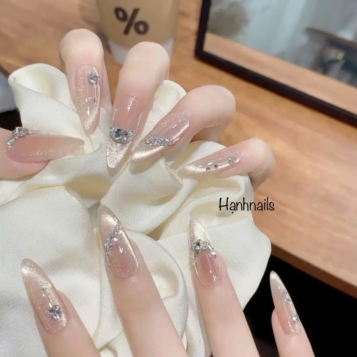 (M130) Nailbox thiết kế mĩ đá vòng full ngón Women Nữ mắt mèo thạch đỏ