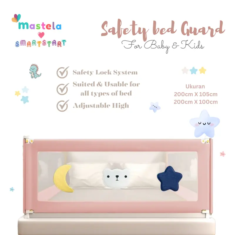MASTELA Baby Bed Rail Safety Guard Bed Guard Rail Fence Pagar Pembatas Pengaman Pagar Kasur Bayi 5