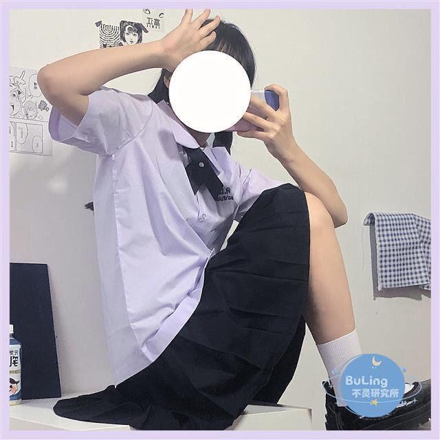 Product Introduction of College style school uniform JK lavender short-sleeved student shirt first love versatile round neck doll collar top girl 11