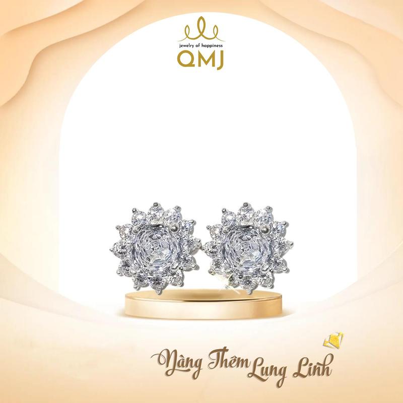 QMJ STORE - Q37 KHUYÊN HOA HỒNG THE ROSES LUXURY bạc 925 cao cấp nạm đá Thụy Sĩ - hoa tai chốt đẩy thời trang phụ kiện trang sức bông tai nữ