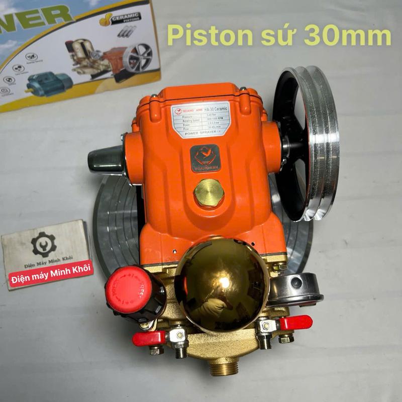 [Piston sứ] Đầu máy rửa xe ty sứ cao áp 2HP, 1HP có bầu áp vàng Hoàng Anh |Đầu xịt rửa xe, Đầu bơm ty sứ