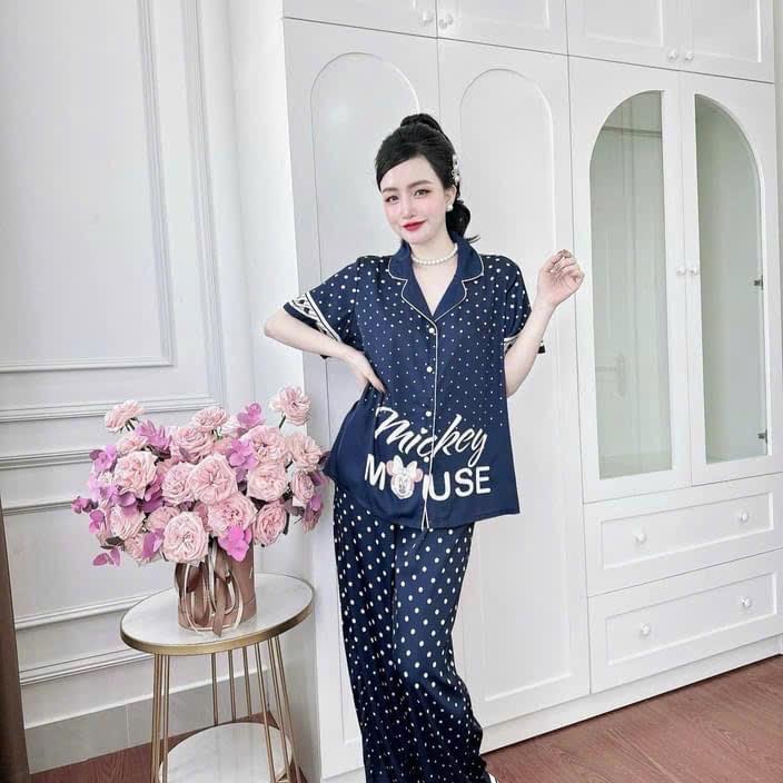 Đồ bộ nữ Hình chuột  3 màu lụa xước   Chuột Hồng lụa xước-chuốt xanh min - chuột xanh than  Women Nhung Nhung Nhung Nhung Nho