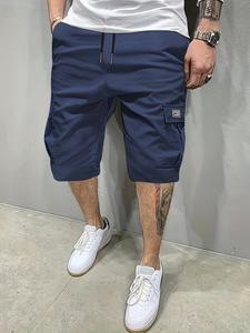 Pantalones cortos de carga con bolsillo sólido para hombre, pantalones cortos transpirables cómodos casuales de ajuste regular para el verano, parte inferior de los hombres para el uso diario