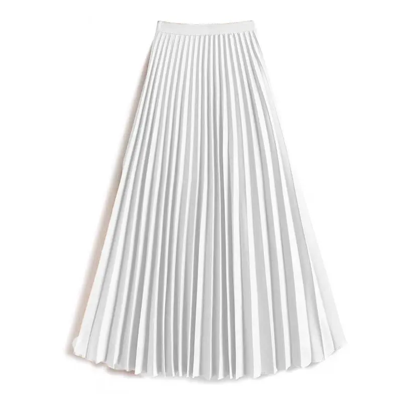 Chân Váy Xếp Ly, Satin Cao Cấp, Thiết Kế Accordion Thanh Lịch, Cạp Cao, Dễ Phối Đồ Phong Cách Công Chúa, Chân Váy Nửa, Chân Váy Dài, Phong Cách Mới, Thích Hợp Cho Mùa Xuân Và Mùa Hè 2024