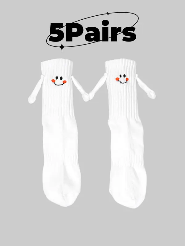 Cartoon Face Holding Hand Design Sports Socks, Casual Moisture Wicking Socks, Soft Comfy Breathable Socks for All Seasons 3