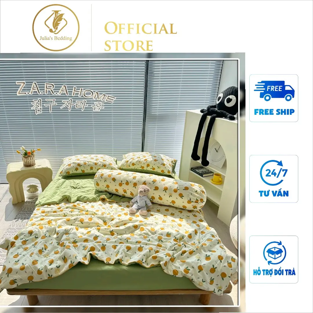 Bộ chăn ga gối 5 món Cotton đũi xơ đậu nành siêu thoáng mát, siêu mềm mịn. Gồm 1 ga chun bọc đệm, 1 chăn hè trần bông, 2 vỏ gối đầu và 1 vỏ gối ôm