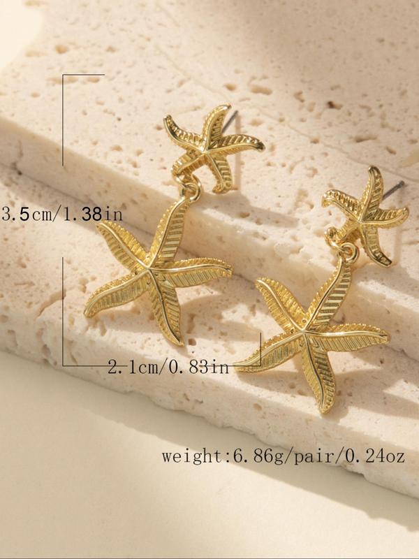 Starfish Design Dangle Earrings, Fashionable Jewelry for Women, Daily Clothing Decor, Trendy All-match & Exquisite Jewelry for Birthday Gift 1
