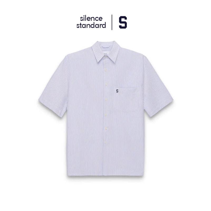 Áo sơ mi ngắn tay SilenceStandard Premium Oxford Logo S/Stripe Menswear Nam [so07]