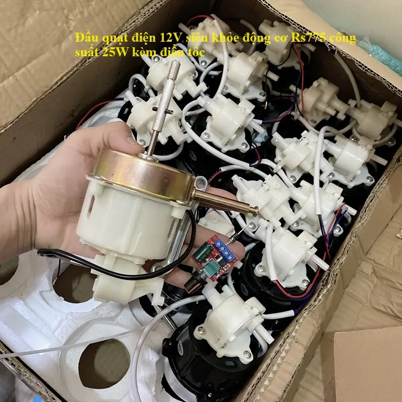 Bộ Motor quạt 12v motor RS755 công suất 25w kèm điều tốc đầy đủ như ảnh