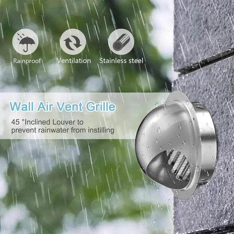 Stainless Steel Round Dryer Vent Cover, Wall-mounted Exhaust Hood for Bathroom Ventilation and Air Exchange, Dryer Replacement Outlet Accessory 3