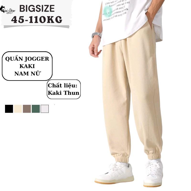 Quần Jogger Nam Nữ Bigsize 45-105KG Kaki Cạp Chun Bo Gấu Co Giãn - Sói Store Menswear, Pants độc đáo Sport Tập Thể Dục Gym Tập Gym Cargo