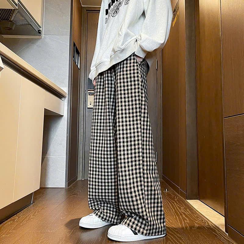 Combo 2 quần dài kẻ caro GMV “Best Seller” QDHU01 by 9397 chất mềm, quần ống rộng, dáng suông, hack dáng Menswear Nhung Pants Kem quần  hồng pastel quandake  caro quan xuong dep