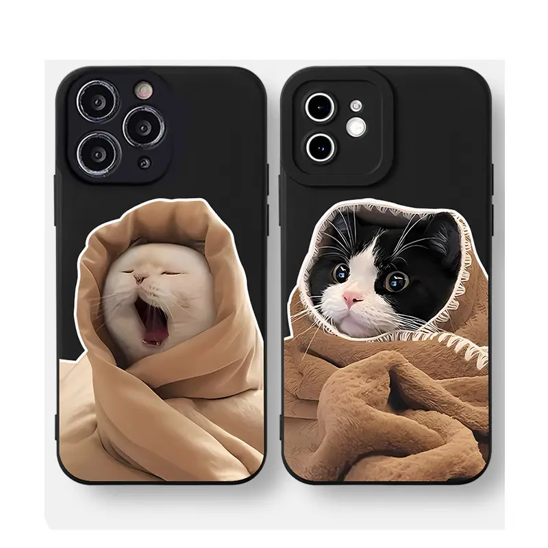 Ốp lưng ai phôn dẻo cặp đôi mèo dễ thương q002 Phụ Kiện Phone