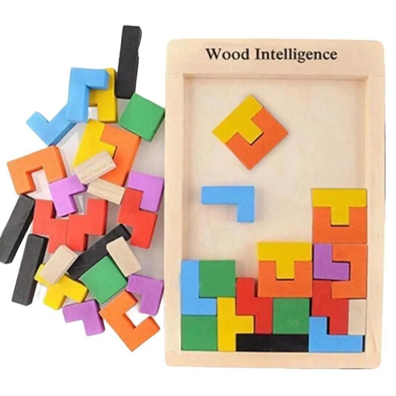 Bộ Ghép Hình Gỗ- Xếp Gạch Tư duy Cho Bé Sáng Tạo Xếp Hình Toy Đồ Chơi