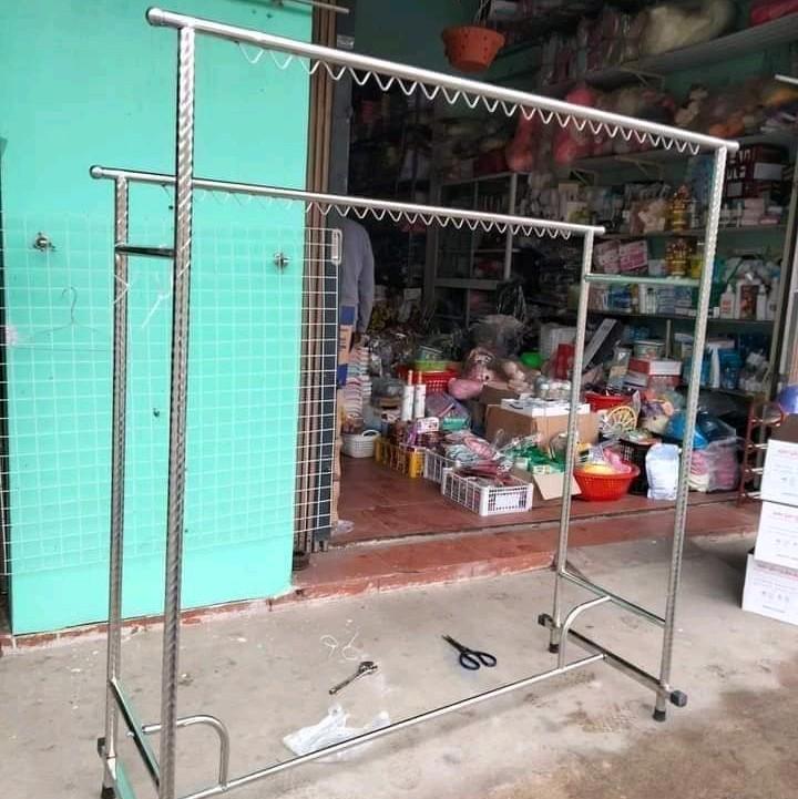 giá phơi quần áo 2 tầng chất liệu inox và sắt sơn tĩnh điện 0