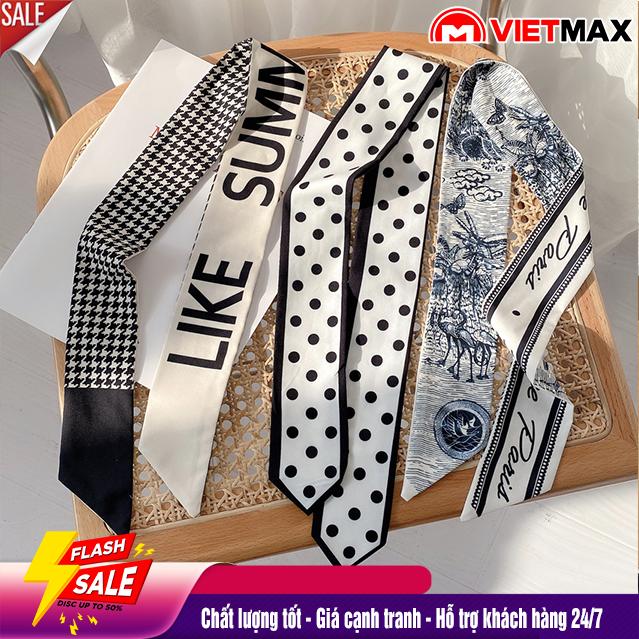 Dây Buộc Tóc Đính Nơ Ruy Băng Xinh Xắn - Khăn Quàng Cổ Quấn Túi Xách Lụa Hàn Quốc 100x8 cm