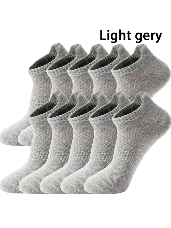 Men's Solid Color Ankle Socks, Casual Comfortable Breathable Socks for Daily Wear, Multipack Knit Socks for All Seasons 2