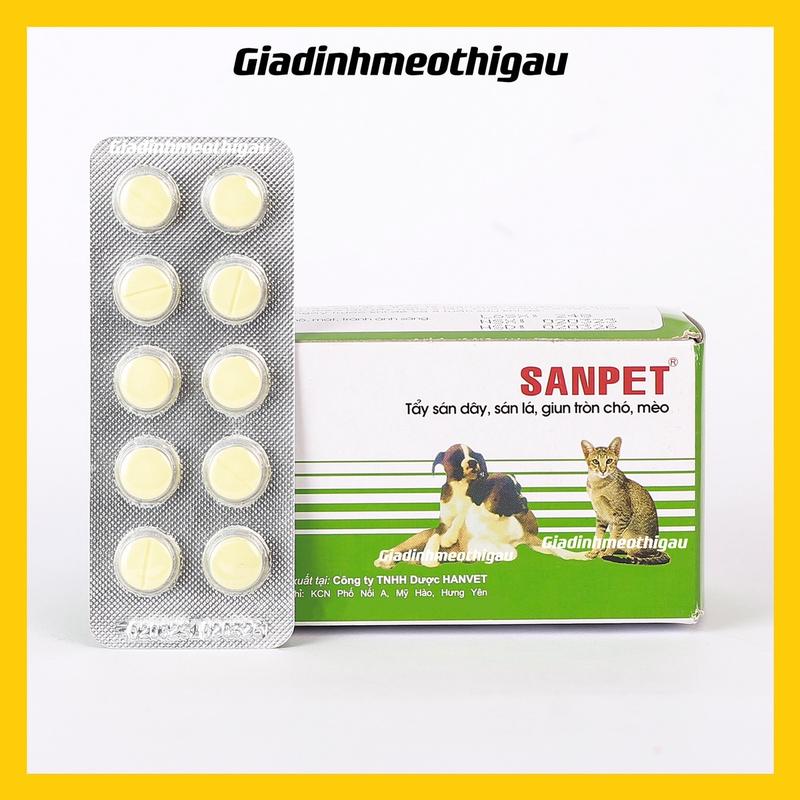 Viên sổ giun Sanpet dành cho chó mèo (viên lẻ)