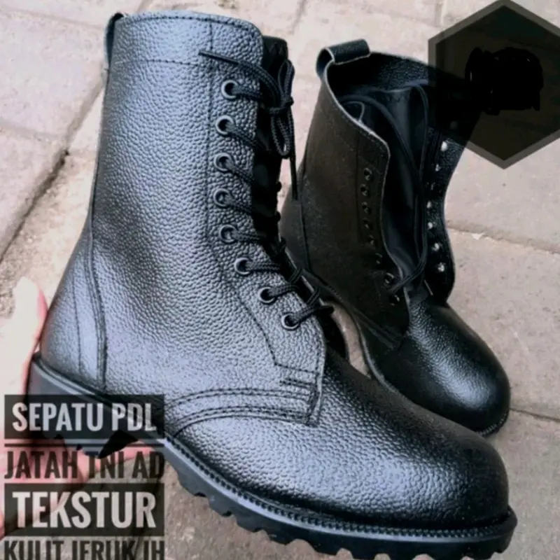 Sepatu Pdl Kulit Jeruk Linmas Banser Security Satpam Tni Polri Shoes Boots 2