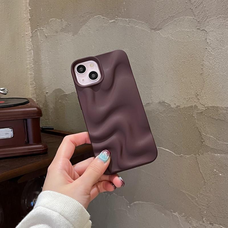 Product Introduction of Wavy Pattern Phone Case, 1 Count Solid Color Matte Phone Protective Cover, Phone Accessories Compatible with iPhone, Casing 5