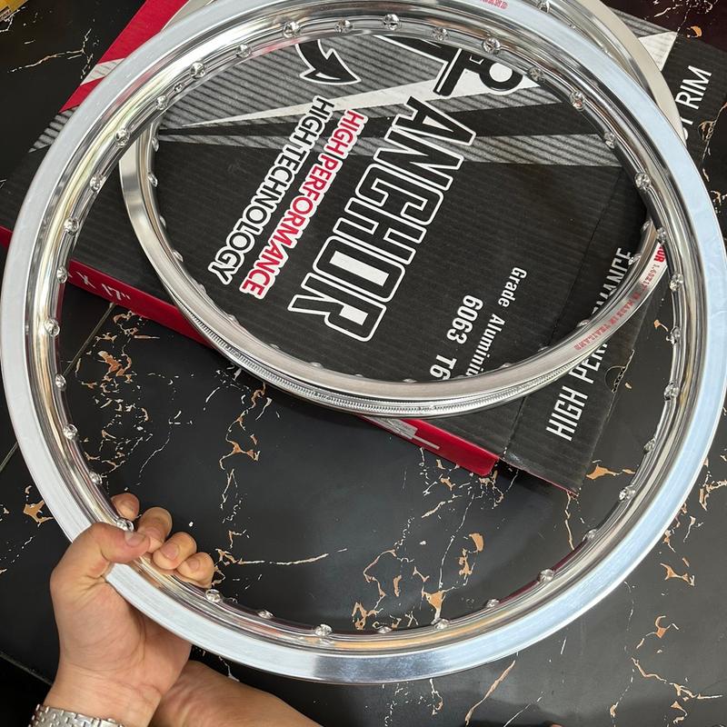 Niềng nhôm thái lan hiệu ANCHOR nhôm 6063 mẫu mới (nhôm SÁNG, Bóng) kết hợp với tem, decal Excel Rim