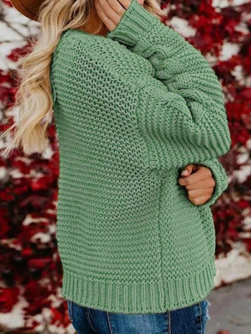 Product Introduction of Women's Plain Cable Knit Drop Shoulder  Cardigan, Casual Long Sleeve Open Front Knitwear for Spring & Fall, Fashion Women's Knit Clothing for Daily Wear 2