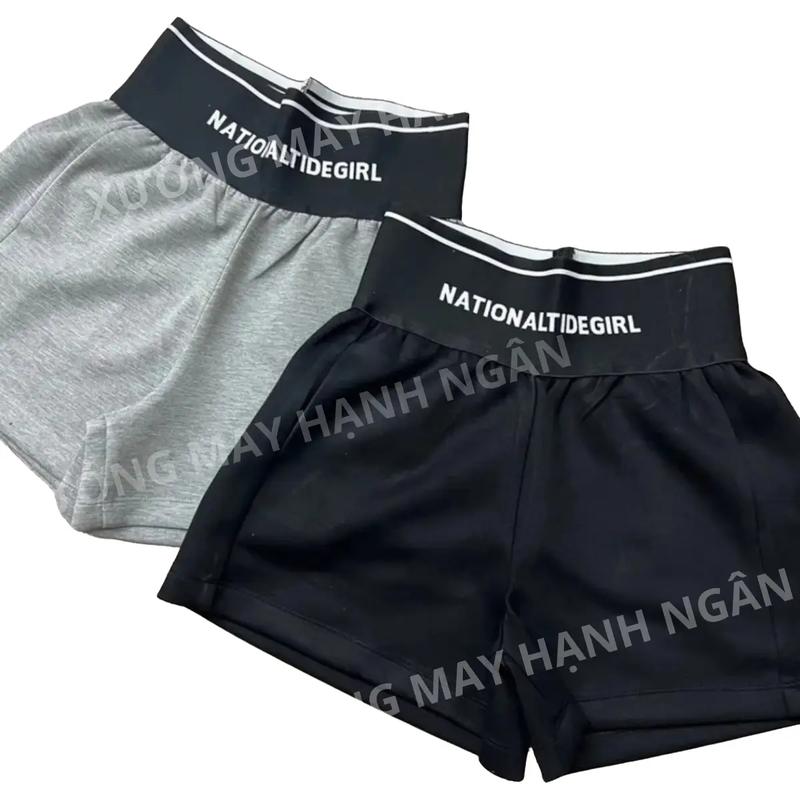   BIGSIZE 90kg  Quần Sooc Đùi Cạp Chữ Mới 2m xưởng may hạnh ngân Menswear Đen kim sa nữ Women quan  biker 