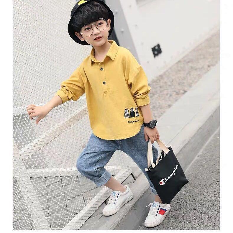 Bộ Đồ Bé Trai Và Trẻ Em, Bộ Sưu Tập Mùa Xuân Và Mùa Thu, Hàng Mới Về Năm 2024, Thích Hợp Cho Trẻ Em Trung Bình Và Lớn Và Trẻ Nhỏ, Áo Sơ Mi Dài Tay, Quần Jean, Bộ Đồ Hai Mảnh, Thời Trang 5