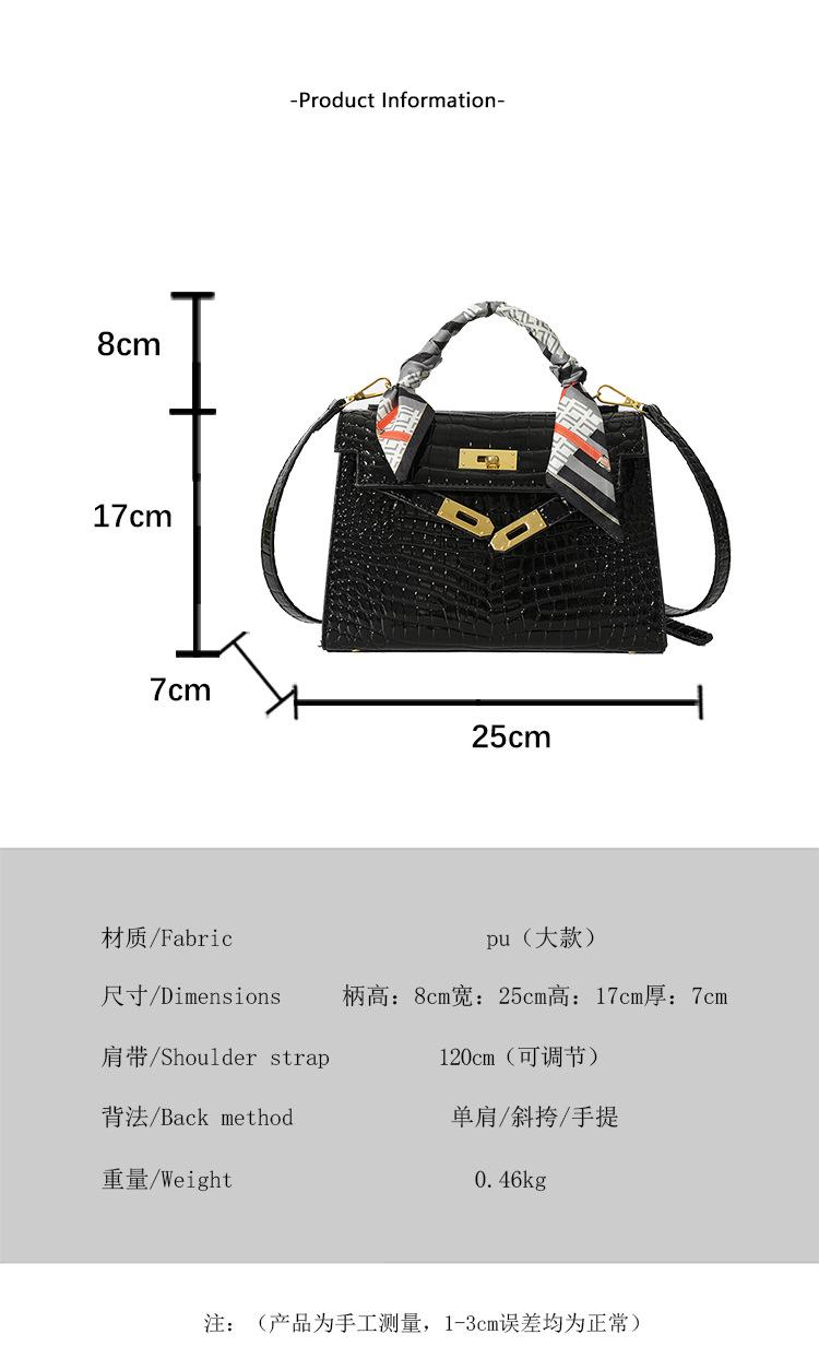 Product Introduction of Cross-Border Texture Kelly Bag 2025 Spring New Handbag Crocodile Pattern Shoulder Bag Retro All-Match Crossbody Women's Bag 1