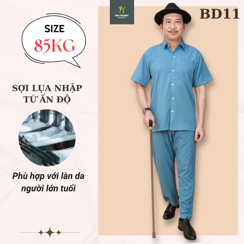 Bộ đồ nam trung niên Thái Khang bộ đồ cho bố mặc nhà vải lụa mềm co giãn BO1 Menswear