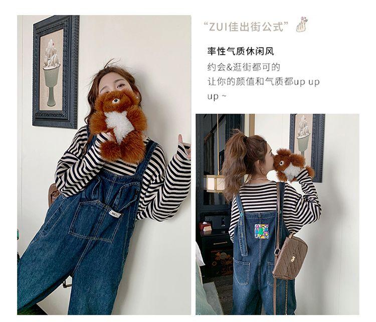 Product Introduction of กางเกงแขวนผ้าเดนิม, สำหรับผู้หญิง, ฤดูใบไม้ผลิและฤดูใบไม้ร่วงปี 2024 มาใหม่, การออกแบบหูกระต่าย, สไตล์เกาหลี, ทรงหลวม, ดูอ่อนเยาว์, ชุดจั๊มสูทกระชับสัดส่วน Jean เสื้อผ้า Clothing Lady ยีนส์ Women 4